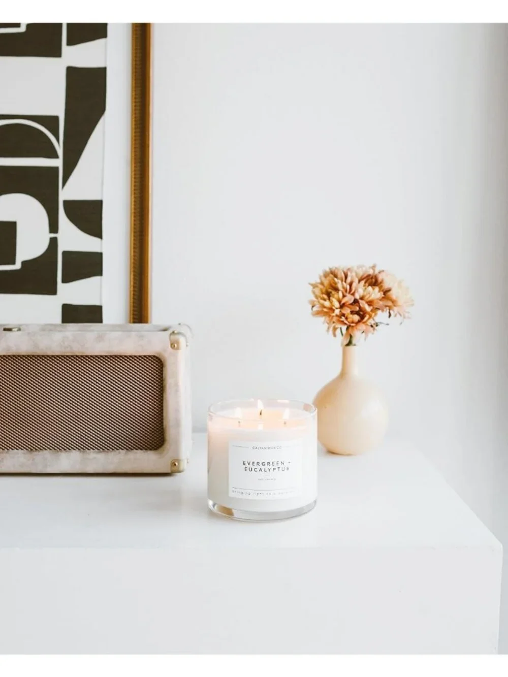 Luxury 3 Wick Soy Candle - Evergreen & Eucalyptus - Long Lasting 43 Hour Burn